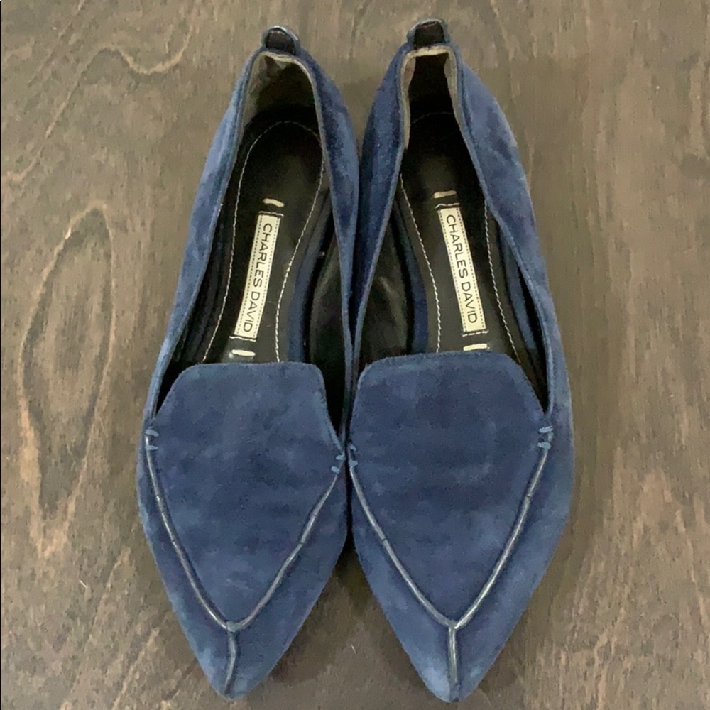 Blue suede Charles david flat
